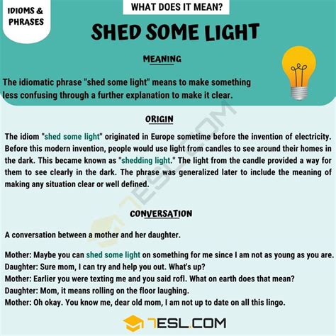 SHED OR THROW LIGHT ON SOMETHING Synonyms 